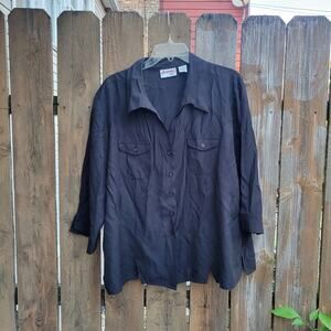 Joanna Plus Size 2X Black Dress Shirt - Elegant & Versatile
